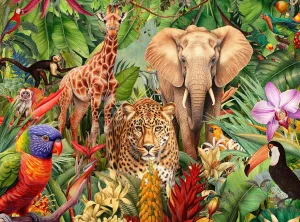 Mashup 500 Piece Puzzle for Adults and Families Features a Colorful Collage revolution warm virtuous parallel of Your Favorite Safari Animals Springbok's Jungle Animal 