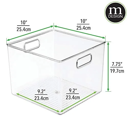 mDesign Deep Plastic Storage Bin Box - Closet Organizer for Kids Bedroom, Bathroom, Kitchen Pantry, Home Office, Entryway, Hallway - Perfect for Shelves, Cabinets, Under Sink, 7.5" High - Clear