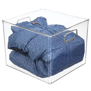mDesign Deep Plastic Storage Bin Box - Closet Organizer for Kids Bedroom, Bathroom, Kitchen Pantry, Home Office, Entryway, Hallway - Perfect for Shelves, Cabinets, Under Sink, 7.5" High - Clear