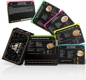 Meal Recipes - Your Cookbook and Meal Prep Guide$ Recipe Book in Flashcards Form$ Dinner Meal Planner Recipe Cards with Diet lamp Options and Pro Food Prep Tips in a Stylish Recipe Box 30 