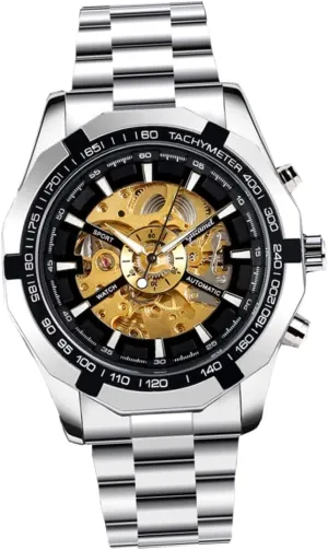Men Stylish Automatic Self Winding Business Design for Any Occasion deadline simmer sludge 1Pc Luminous Skeleton Mechanical Watch for 