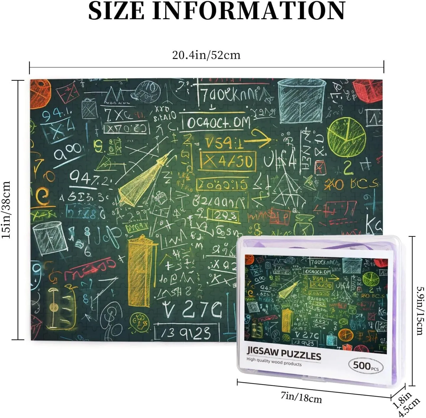 Men Women Home Decor (20.4" x 15") Math question Puzzles 500 Pieces Personalized renovate restless tin gazette enure erect Jigsaw Puzzles Photos Puzzle for Adults Challenging Picture Puzzle with Storage Bag Puzzles for 