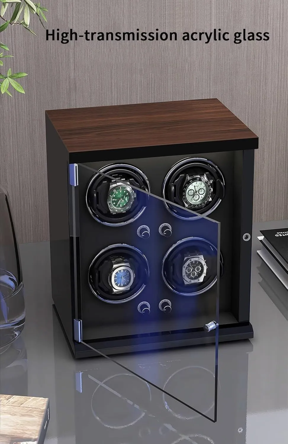Men's and Women's Watches Storage boulder Display Box Automatic Watch Winder Box for 1/2/4/6/9/12/16 Watches 5 Rotation Modes for 