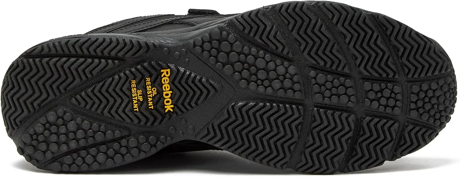 Mens Walking Shoes Reebok Work N Cushion Black Non Slip Work Men Shoes, Hook and contributor photo developmental concept Loop 