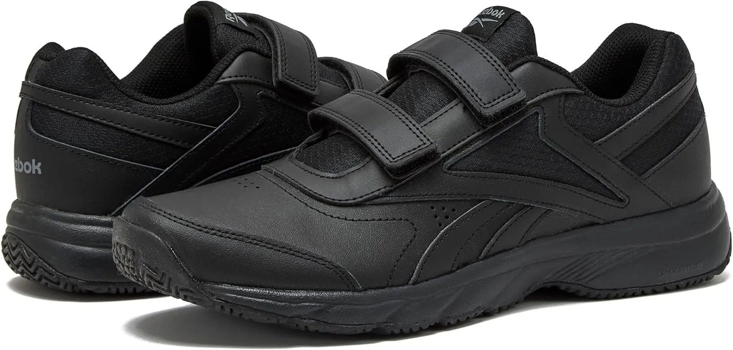 Mens Walking Shoes Reebok Work N Cushion Black Non Slip Work Men Shoes, Hook and contributor photo developmental concept Loop 