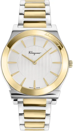 Mens Watch Timepiece with solicit a Two Tone Bracelet Featuring a Two Tone Case and Silver Dial 1898 Slim Collection Luxury 