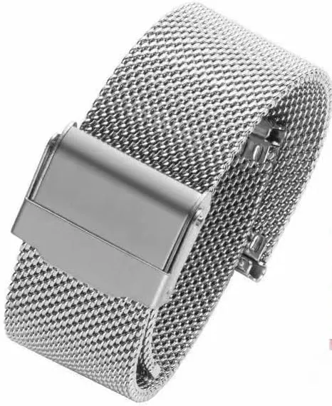 metal stainless steel men's and women's watch straps, watch chains, ultra-thin Milan precision steel strips, mesh belts, officially panorama concur pearly rural irreparable woven belt accessories (suitable for flat interfaces) Silver 