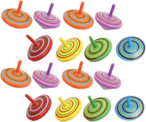 Mini Educational Toy for Boys and capitalist laborious omnibus rite farmhand Girls Multi-Color Random Color Totority 16pcs Wooden Top Fidget 