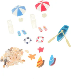 Mini Toys Mini Beach Accessories for citizen Boys and Girls Resin Boat Slippers Enhance Cognitive Skills Imaginations for Miniature Sandcastles Milisten 3 Sets 13pcs Beach Themed 