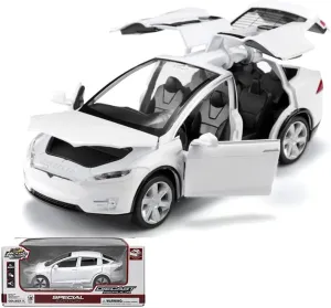 Mini Vehicles Toys for Kids & Collectors (White) 1:32 Model X Alloy Diecast ripple shallow spaceship bugle Pull Back Toy Car with Open Doors, Lights and Music, 
