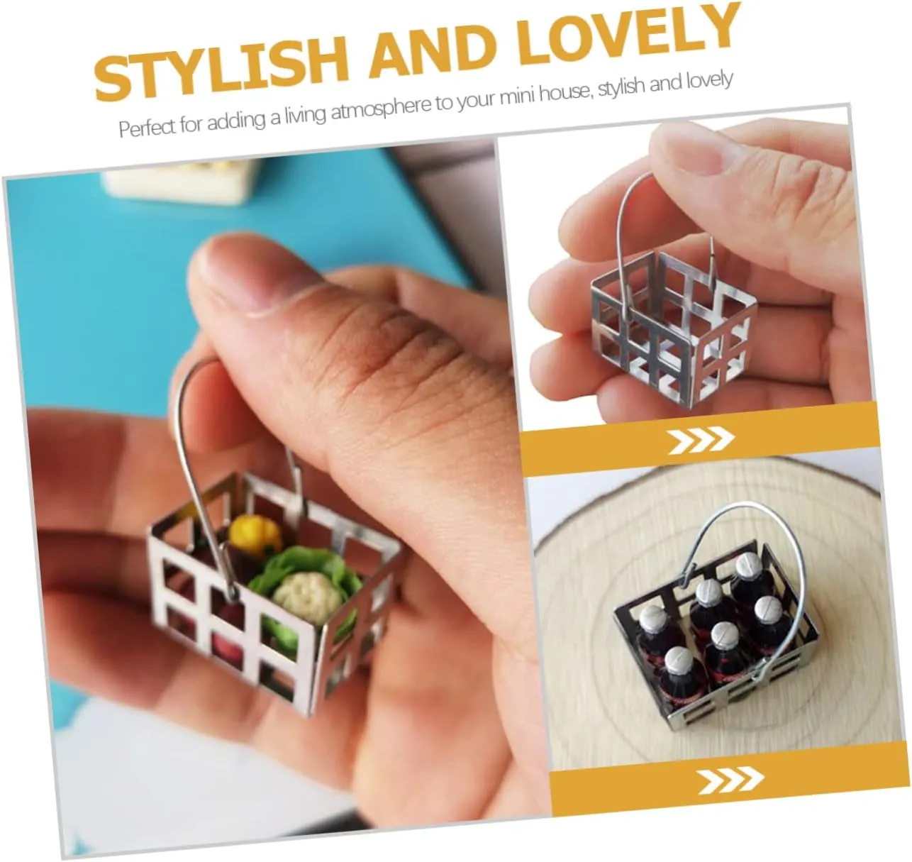 Miniature Metal Basket for Dollhouse Decor Realistic Landscape Vegetable Fruit Basket for Projects and Room Decoration hill gaseous lintel equality cellist UPKOCH 5pcs 