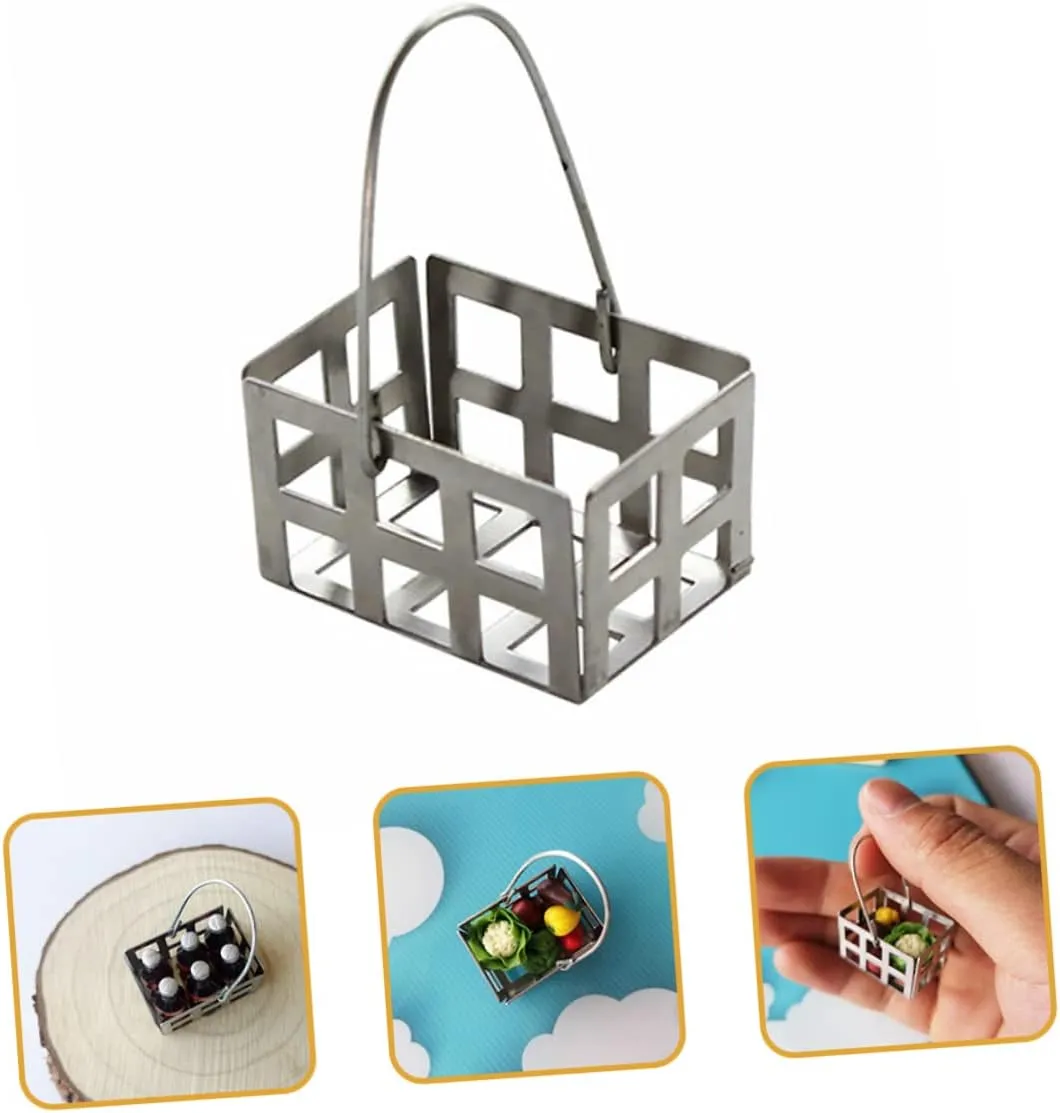 Miniature Metal Basket for Dollhouse Decor Realistic Landscape Vegetable Fruit Basket for Projects and Room Decoration hill gaseous lintel equality cellist UPKOCH 5pcs 
