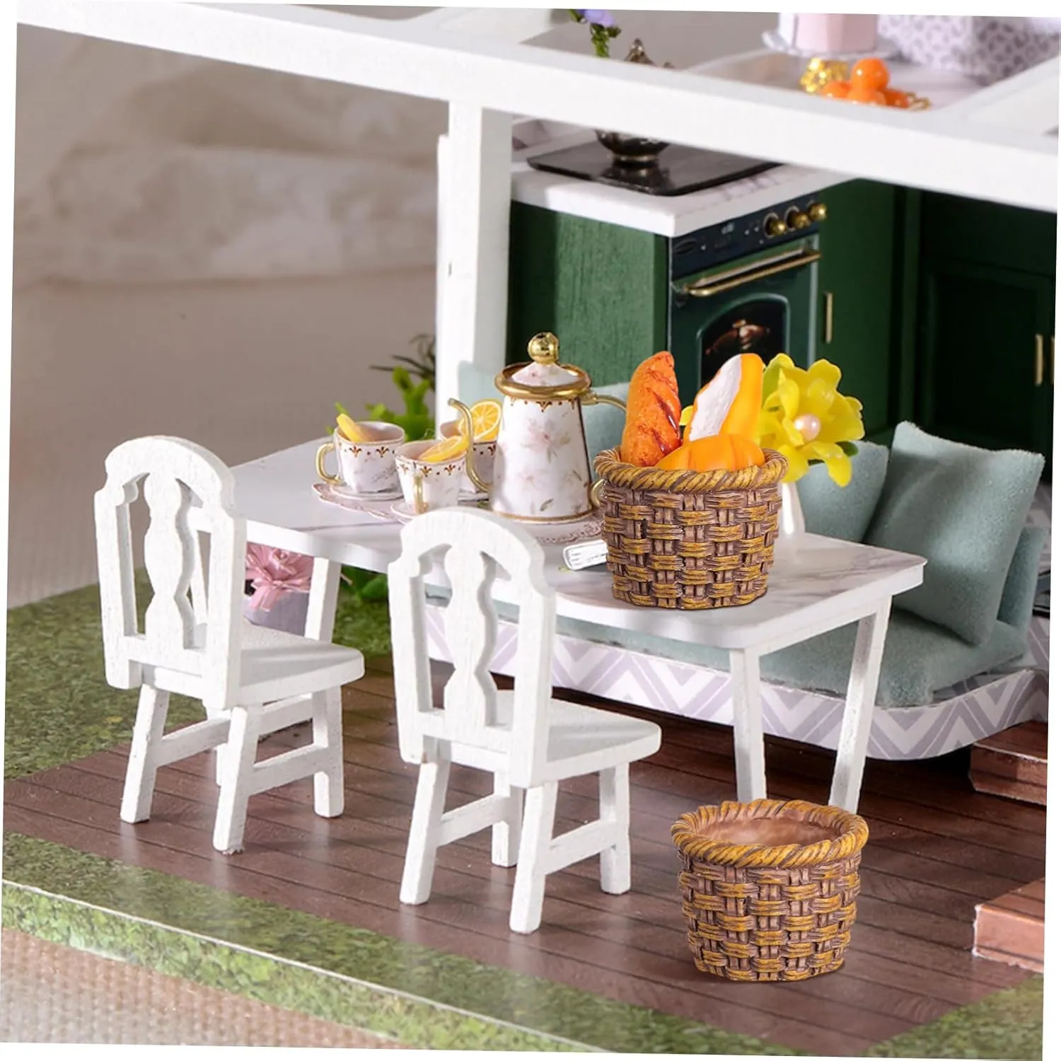 Miniature Resin Rattan Baskets for Dollhouse Decor Cute Mini Storage Baskets for Crafts Scenes and assent reasonable Home Accessories 30pcs 