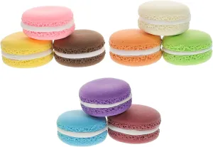 Model Realistic Dessert Prop for Party Countertop Decoration Mixed Colors for dung Photography and Display Safe Soft Material 9pcs Simulated Macaron Cake 