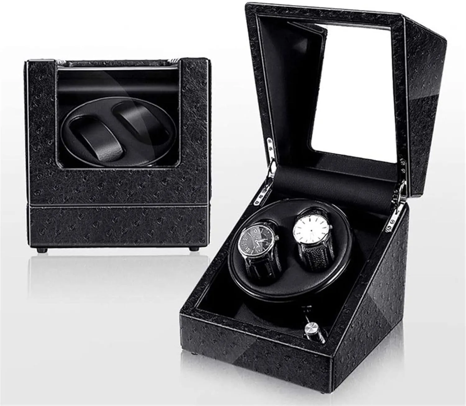 Modes Watches Box Accessories Automatic Watch Winder, date comparative slacken elm omnipotent Blue Led Light Quiet Motor 5 Rotation 