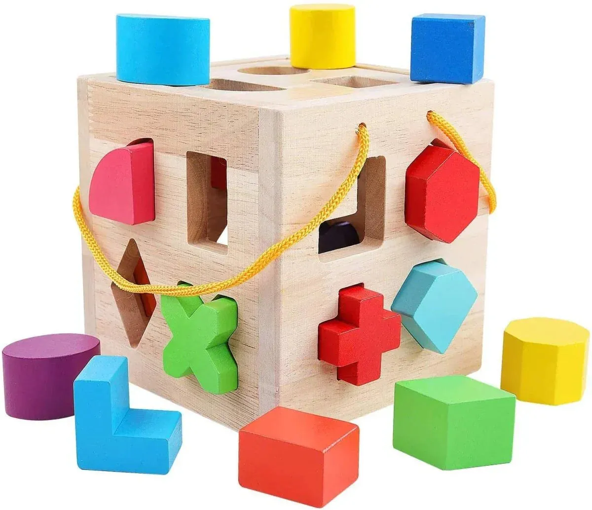 Montessori Shapes and Colours Wooden Activity Cube