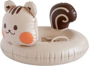 Months (Brown) Baby Pool Float - Toddler replica & Infant Inflatable Swimming Pool Floats with Bottom Support, Fun Gifts Swimming Trainer Water Toys for 6-36 