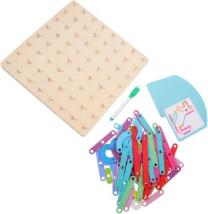Motor Skills radial Development Stem Math Teaching Aid for Years Multicolored Puzzles BESTonZON 1Set Wooden Geoboard Educational Graphic Learning Pegboard for Fine 