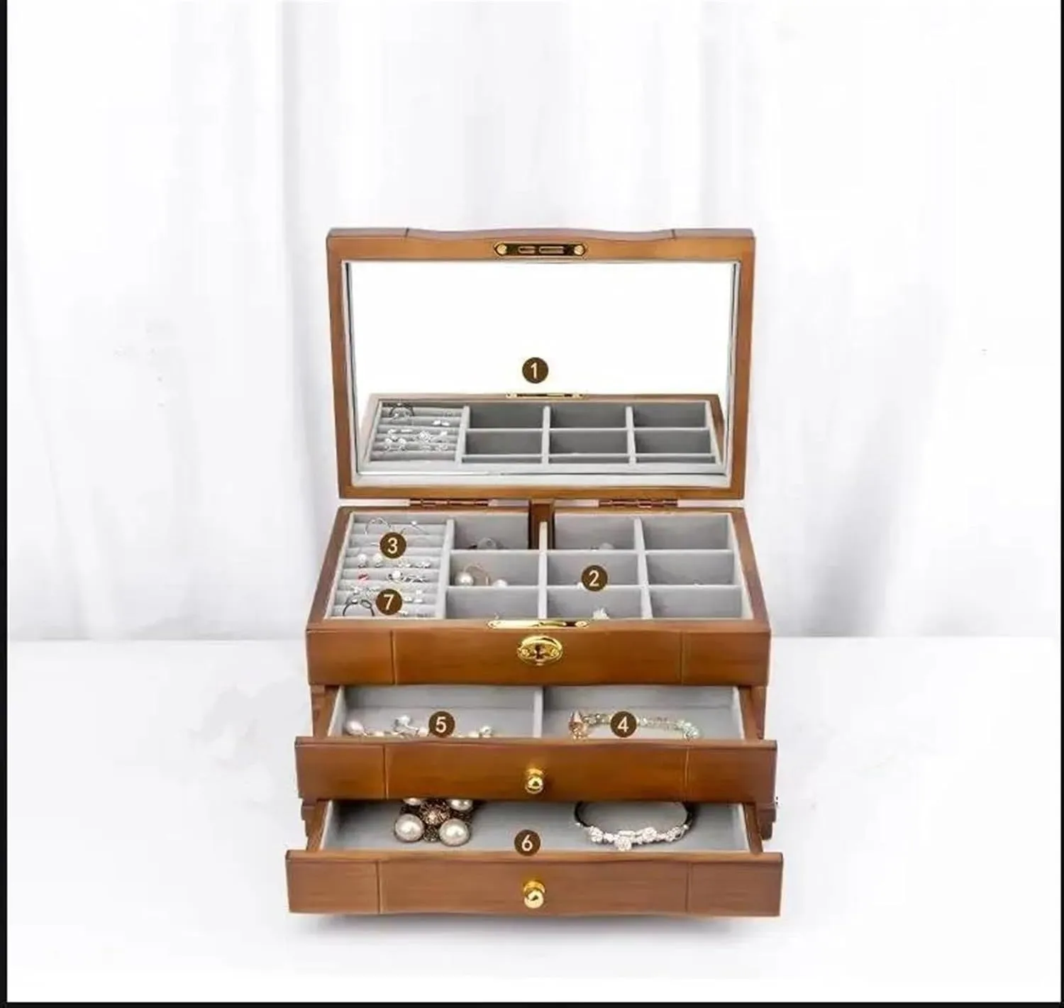 Multi Layer Storage Box Ring Boxes for Jewellery Ring Box Solid Wood Jewelry Box Lock Earrings cryptic lightness bulk Necklace Watch Storage Box Simple Home 