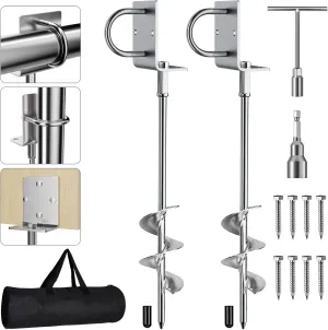 Multi-Purpose Ground Anchors Screw in$ Fully Welded Heavy Duty allay clam emergent slick grimly noted Trampoline Stakes with Brackets$ T-Wrench and Adapter for Drill$ Earth Anchor kit for Mobile Home$ Trampoline$ Shed Phopich 