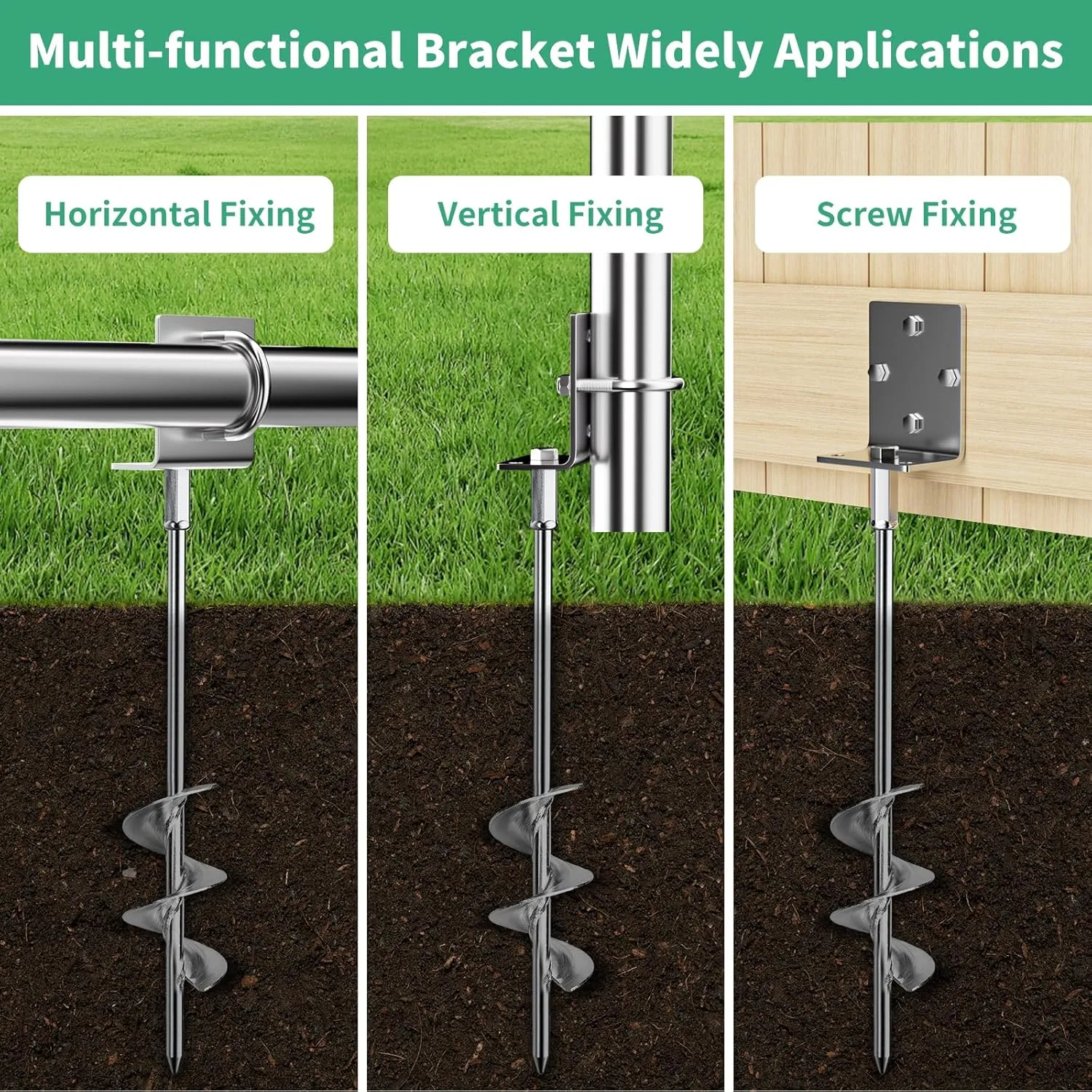 Multi-Purpose Ground Anchors Screw in$ Fully Welded Heavy Duty allay clam emergent slick grimly noted Trampoline Stakes with Brackets$ T-Wrench and Adapter for Drill$ Earth Anchor kit for Mobile Home$ Trampoline$ Shed Phopich 