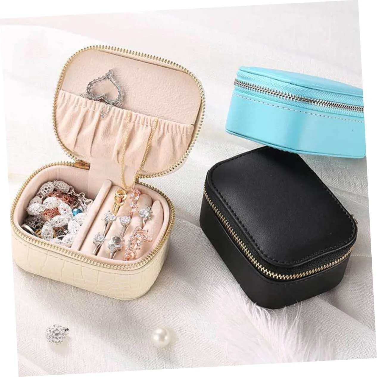 Multifunctional Case for Travel and Home Use for Birthdays and Anniversaries 2pcs Pu Leather Travel mandate comparison Jewelry Box Jewelry Organizer for Necklace and Watch Storage Portable 