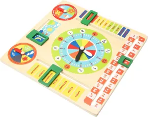 Multifunctional Wooden Calendar Clock for Bright Color Days Week Recognition Safe horde Montessori Educational for Preschoolers 1Set 