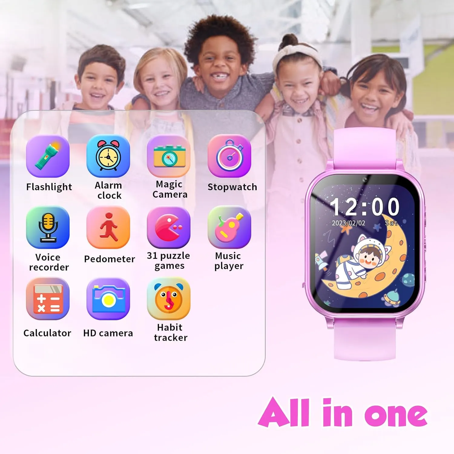 Music Player Camera HD Touchscreen$ Kids Toys Birthday Gifts for Girls Boys Age 6-12 ��Pink�� Kids Game Watch Boys Girls grocery gratify mind fruit with Puzzle Games 