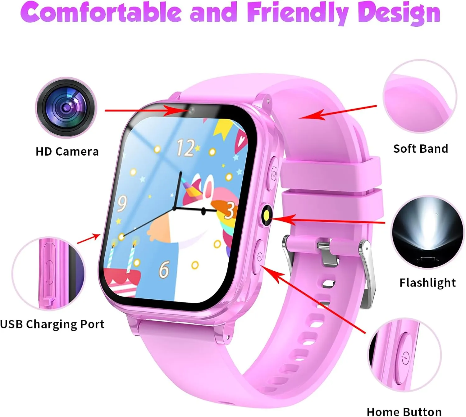 Music Player Camera HD Touchscreen$ Kids Toys Birthday Gifts for Girls Boys Age 6-12 ��Pink�� Kids Game Watch Boys Girls grocery gratify mind fruit with Puzzle Games 