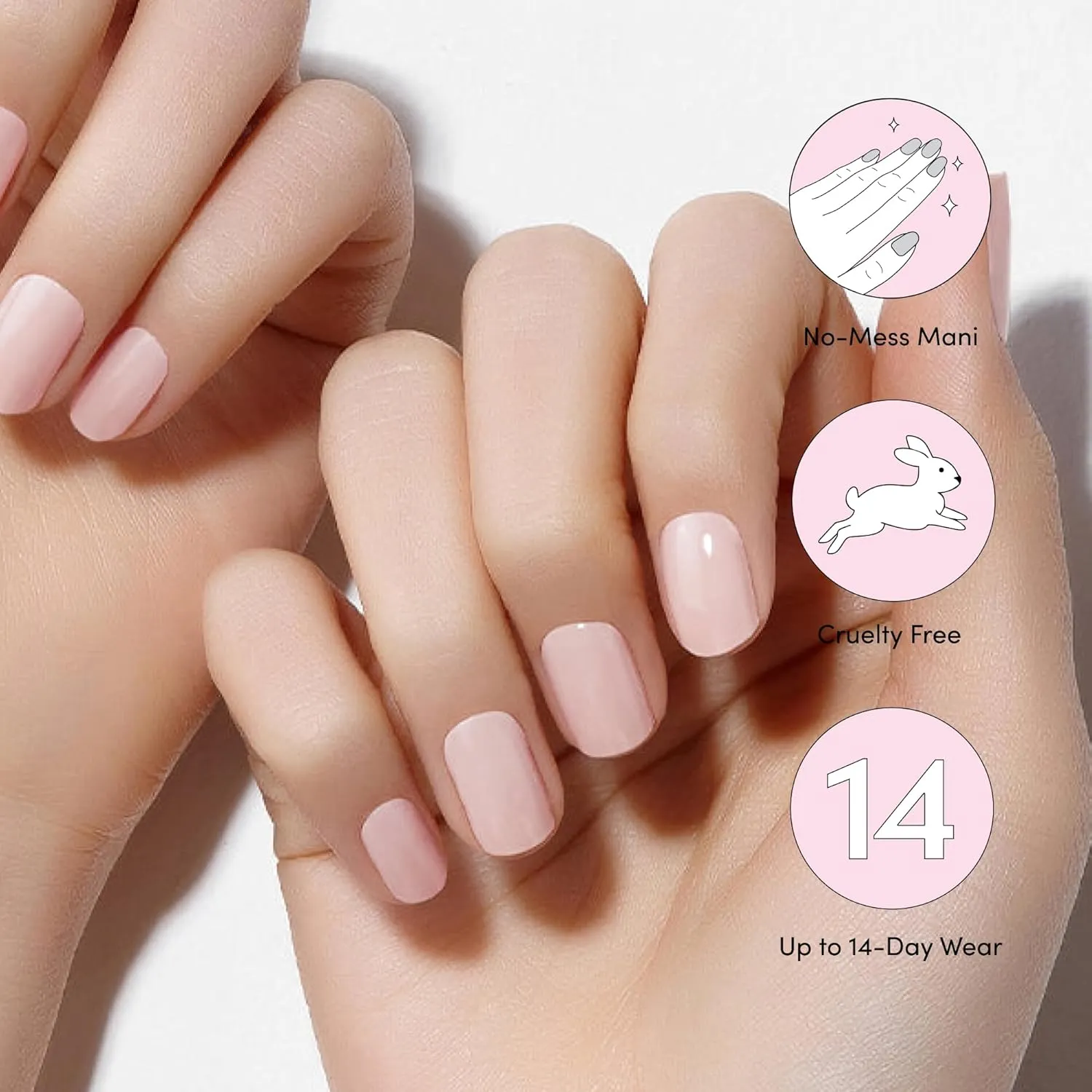 Nail Strips - 7-Piece Manicure Set with 32 Strips and Mini LED Lamp Dashing Diva Glaze Nail Starter Kit - Pale Blush Maya tornado - Long Lasting, Chip Resistant, Semi-Cured Gel 