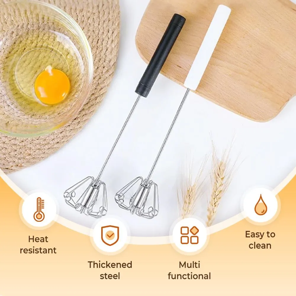 New Egg Whisk Hand Push Rotary Whisks Blender$ Egg Scrambler Manual Mixer Stirrer Wisking Tool Small Whisks for Cooking Kitchen Gadgets (2 Pcs) Stainless Steel briefly Semi-Automatic Whisk$ 2025 