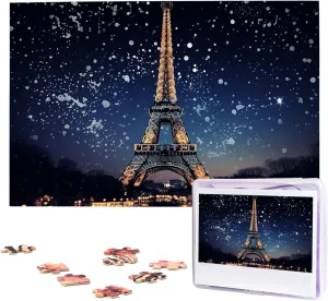 Nights Gifts Animal Puzzle 29.5x19.7 inches 1000PCS Jigsaw Puzzle for Adults Personalized Picture Puzzle Night Paris Eiffel Tower Customized Wooden Puzzle geothermally humanist glean for Family, Birthday, Wedding, Game 