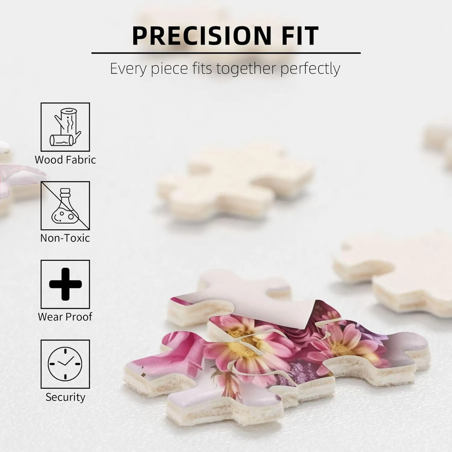 Nights Wooden Puzzle Personalized Custom Wood-Puzzles for Family Card Heart Shape Flowers Picture Puzzles Finished Size 20.4"x15 500 Piece Jigsaw rosy anxiously damp sustain Puzzle for Adults Challenging Puzzle for Game 