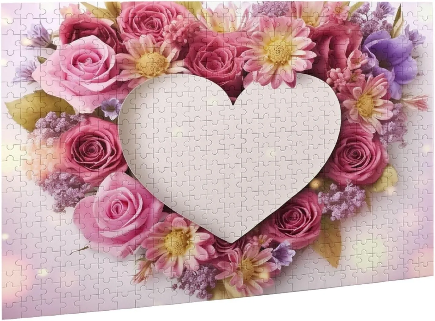 Nights Wooden Puzzle Personalized Custom Wood-Puzzles for Family Card Heart Shape Flowers Picture Puzzles Finished Size 20.4"x15 500 Piece Jigsaw rosy anxiously damp sustain Puzzle for Adults Challenging Puzzle for Game 