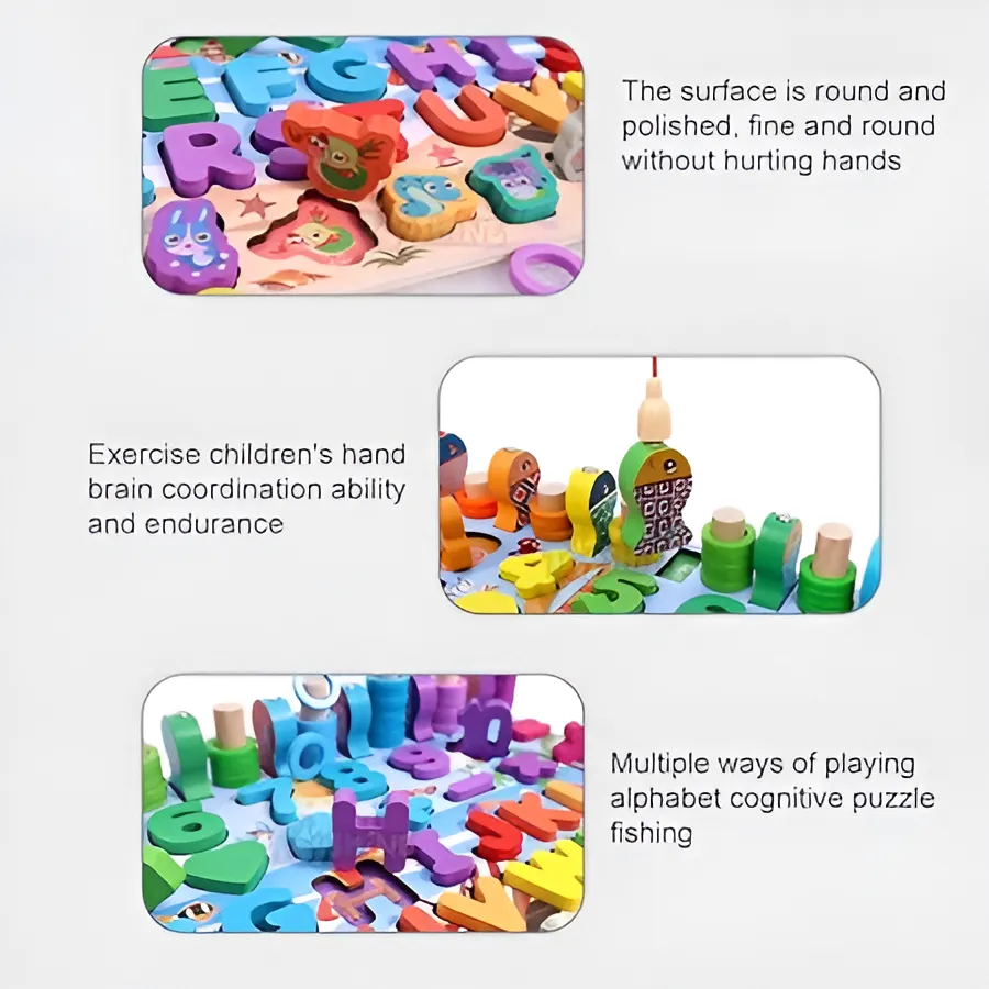 Numbers, Shapes, Education ABC, Abacus, Learning | Preschool | Animals Wooden and Picking Fish Toys Activity Toys Affordable Board Montessori Professional-grade Sorting Puzzle
