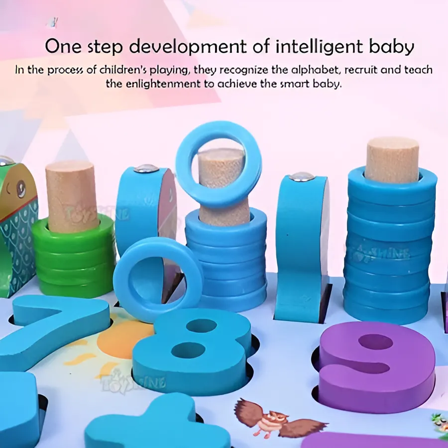 Numbers, Shapes, Education ABC, Abacus, Learning | Preschool | Animals Wooden and Picking Fish Toys Activity Toys Affordable Board Montessori Professional-grade Sorting Puzzle