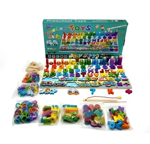 Numbers, Shapes, Education ABC, Abacus, Learning | Preschool | Animals Wooden and Picking Fish Toys Activity Toys Affordable Board Montessori Professional-grade Sorting Puzzle