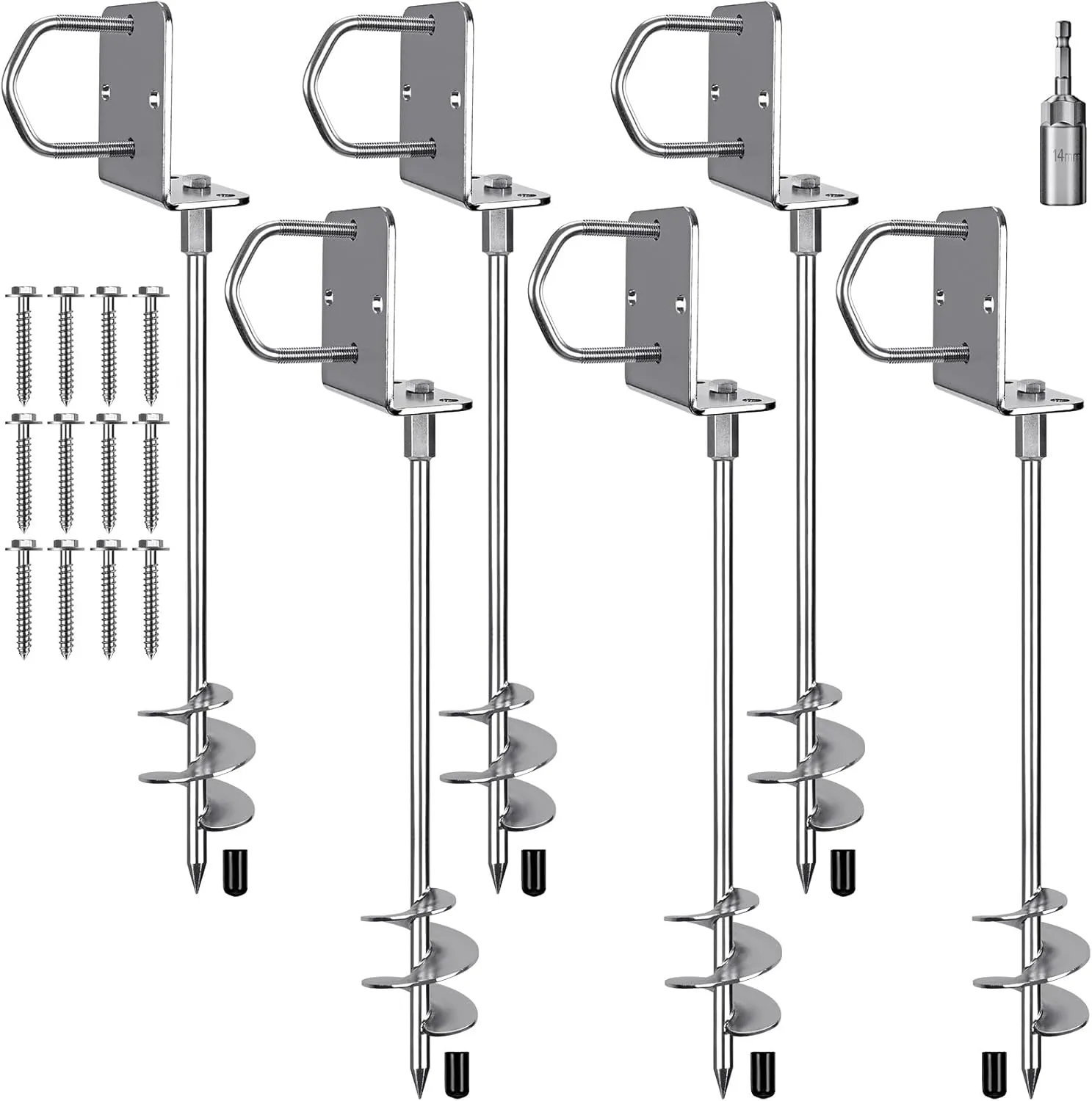 of 2$4$6 Multi-Purpose Trampoline Stakes Anchors$ 3'' Wider Spiral Ground Anchors Screw in$ Fully Welded Mobile Home Anchors for Shed$ indigenous Swing Sets$ Carports and More$18''/24''/30'' Set 