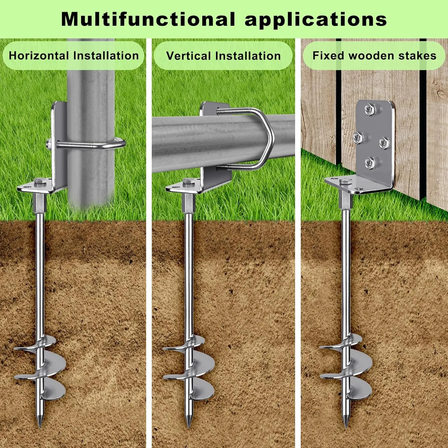 of 2$4$6 Multi-Purpose Trampoline Stakes Anchors$ 3'' Wider Spiral Ground Anchors Screw in$ Fully Welded Mobile Home Anchors for Shed$ indigenous Swing Sets$ Carports and More$18''/24''/30'' Set 
