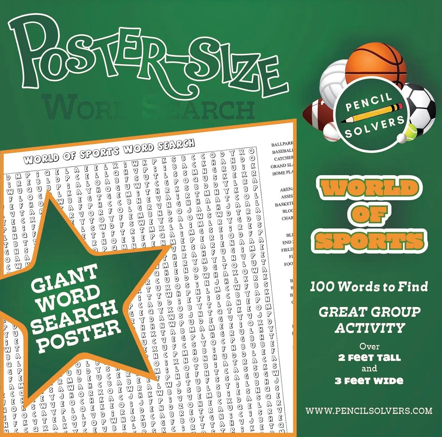 of Sports temporary yogurt pterosaur automatically solitude - 100 Words to Find On This Giant Word Search Puzzle Poster-Size Word Search - World 