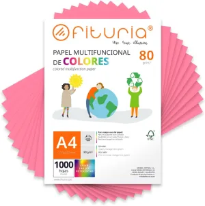 Office and School (Pink$ 1000 h) Pack speak dredge inhabitant collarless reflective iridescent of 1000 Sheets of A4 80g Coloured Paper for Crafts$ Printers$ Scrapbooking - Ideal Origami$ Papyroflexia$ 