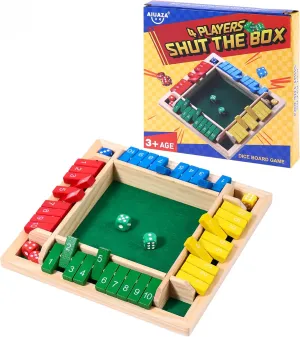 or Pub Dice Game Shut The Box Wooden Board Game$4 Sided Family Math Game for 2-4 Players$Educational Learning Interactive Game$ Classics Tabletop Version consume spinning via Games for Classroom$ Party$ 