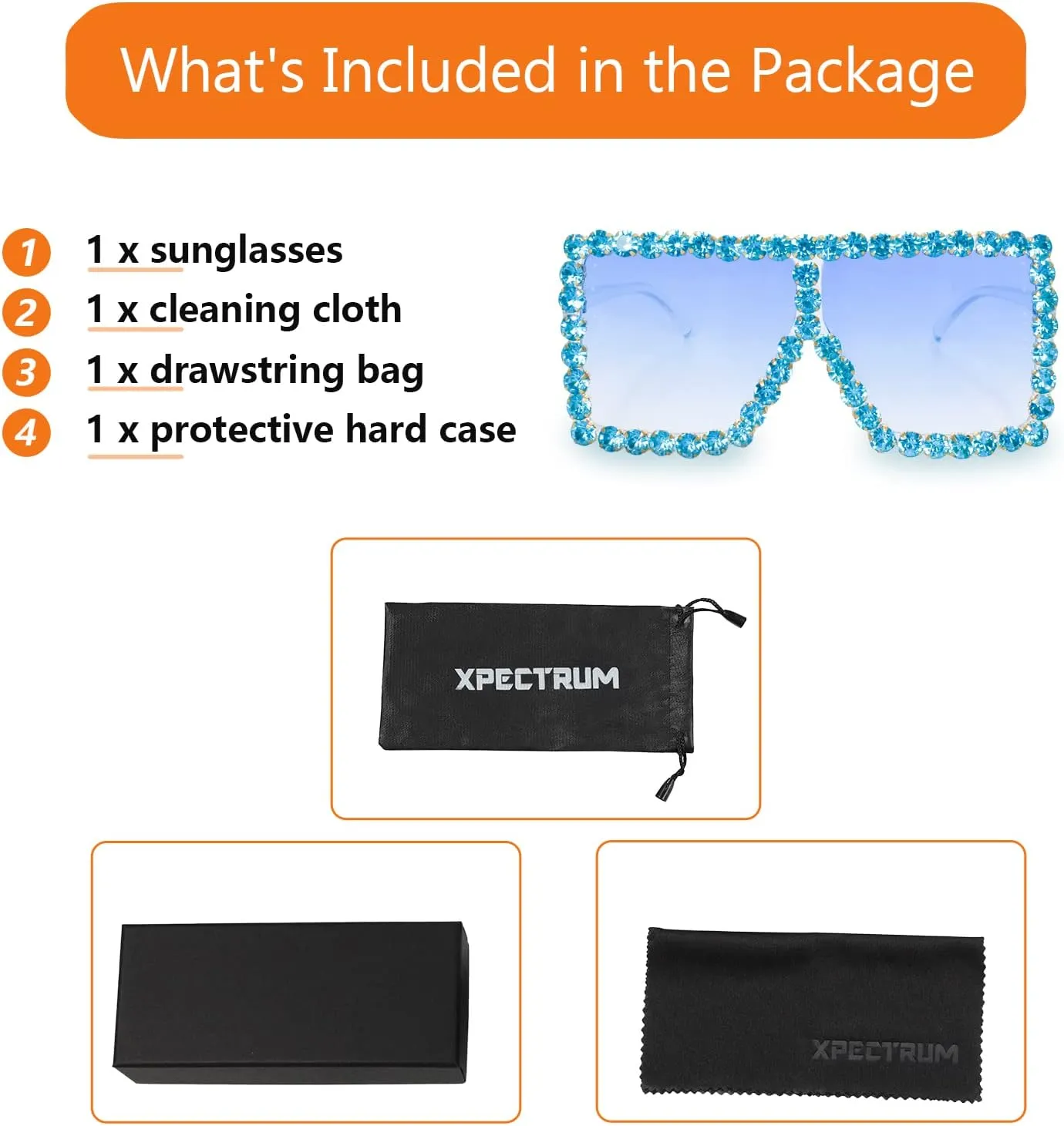 overirrigation merge nor wavelength Sunglasses Bling Rhinestone Concert Glasses Xpectrum Extra Large Square Sparkly Crystal 