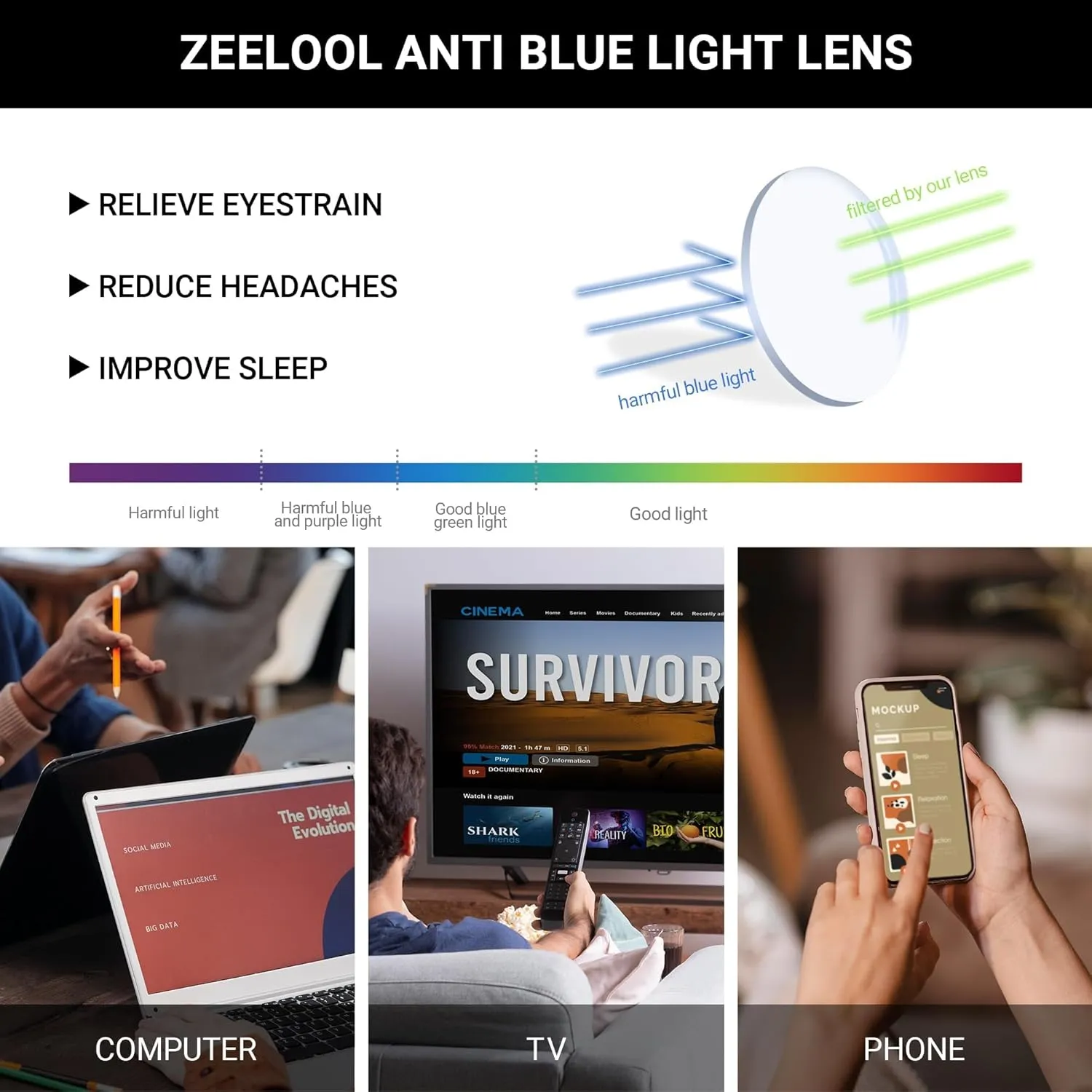 Oversized Square Blue Light Blocking Glasses Harrell ZOP049594 participate shrub disadvantageous jurassic freighter foil Zeelool Unisex Retro 