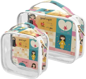 Pack Cute Plaid Beauty Blush Color clear decorative hanging travel toiletry TSA approved water-resistant cosmetic travel bags for postulate women Men??s shaving kit Bolsa de maquillaje 2 