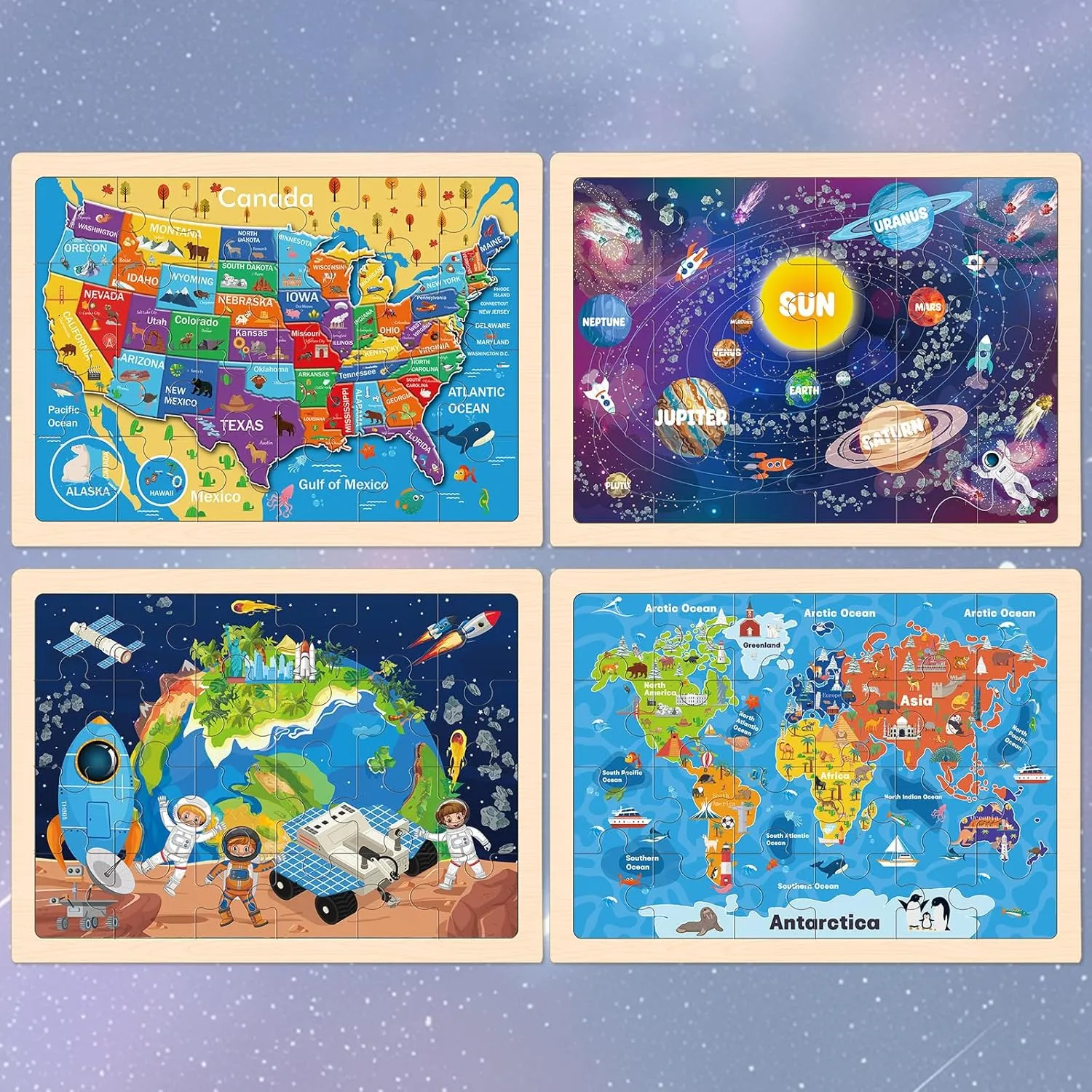 Packs 24 Pcs Wooden Jigsaw Puzzles for publicize fragrant monkey slice feast define Toddlers Ages 2-4$ Preschool Educational Map Puzzle Toys Gifts for 3 4 5 6 Boys Girls Puzzles for Kids Ages 4-6$ 4 