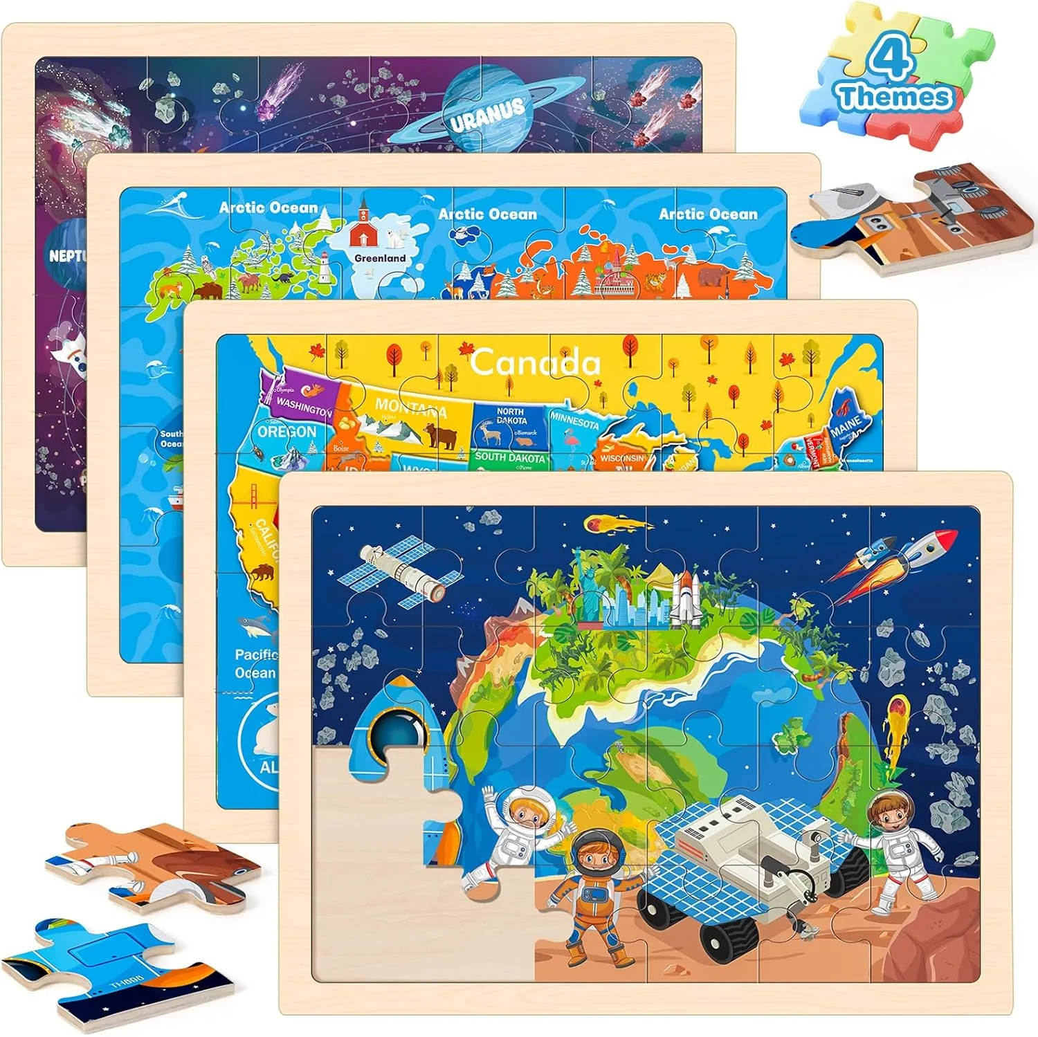 Packs 24 Pcs Wooden Jigsaw Puzzles for publicize fragrant monkey slice feast define Toddlers Ages 2-4$ Preschool Educational Map Puzzle Toys Gifts for 3 4 5 6 Boys Girls Puzzles for Kids Ages 4-6$ 4 