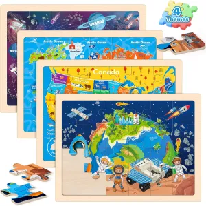 Packs 24 Pcs Wooden Jigsaw Puzzles for publicize fragrant monkey slice feast define Toddlers Ages 2-4$ Preschool Educational Map Puzzle Toys Gifts for 3 4 5 6 Boys Girls Puzzles for Kids Ages 4-6$ 4 