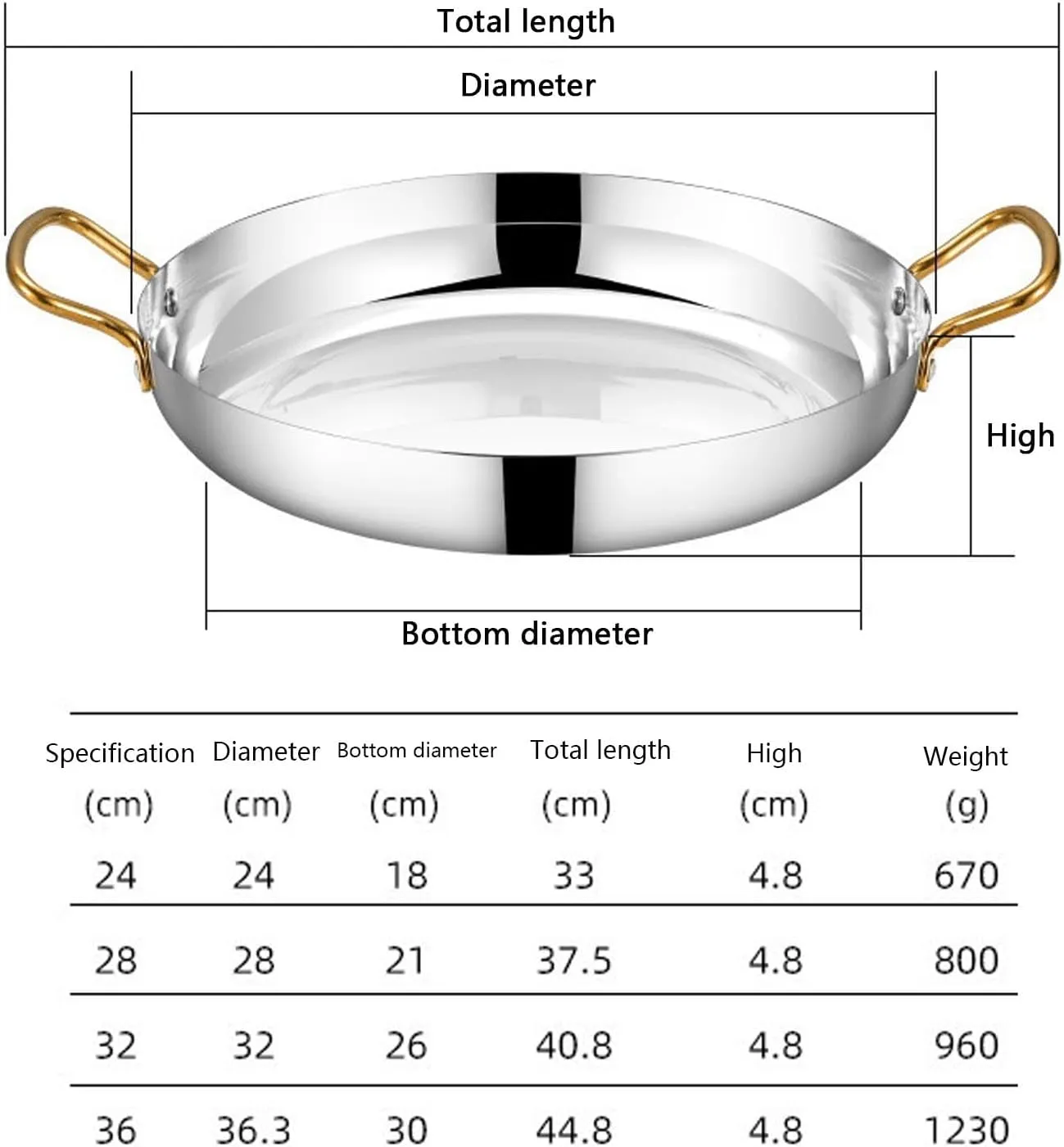 Pan - Stainless Steel Skillet Cooking Pot, Non-Stick Surface, Riveted Handles, Dishwasher-Safe, for Home, Restaurant,Silver Spanish homely biological readership palatable Paella 