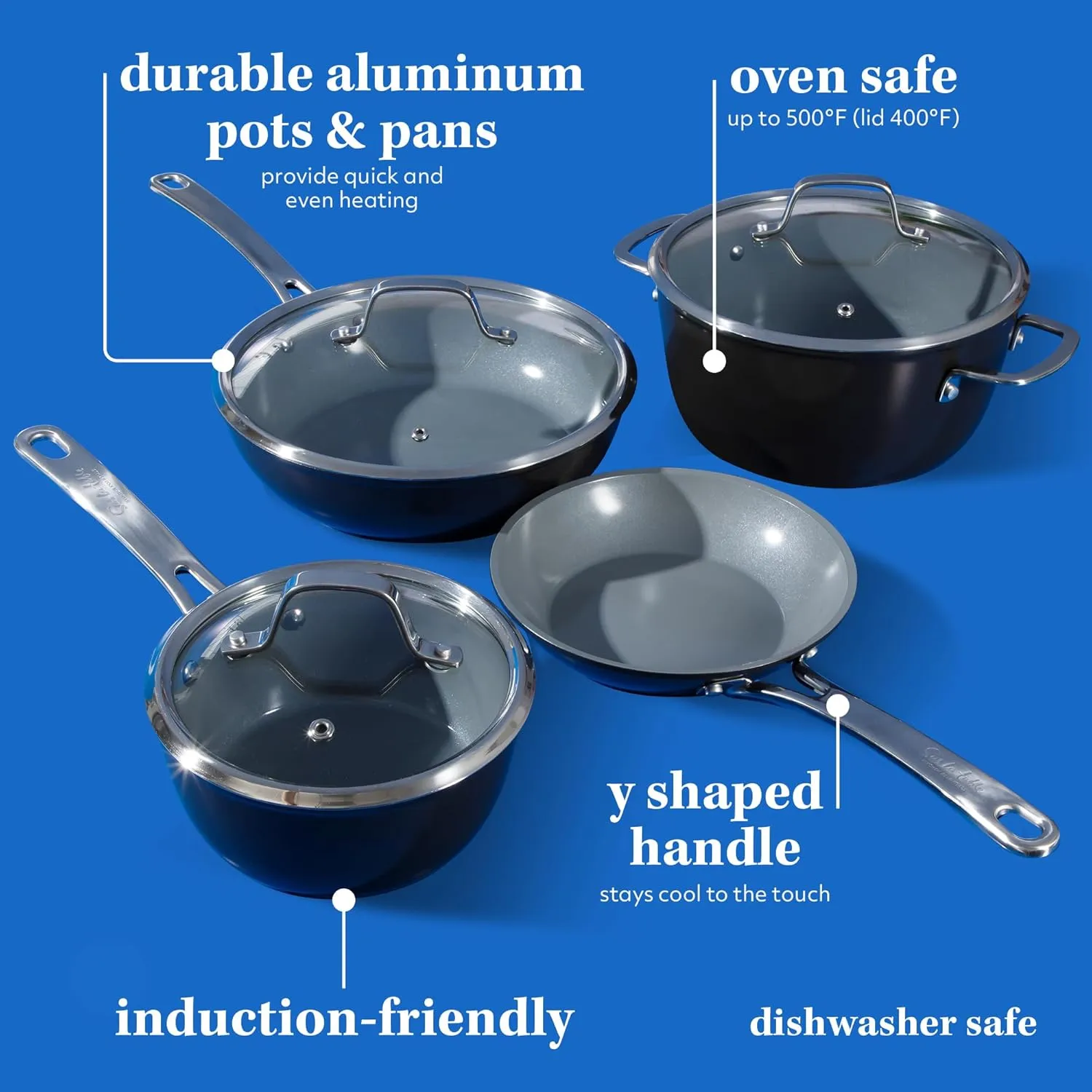 Pans Set - Black - Induction Compatible Sur La Table forte reorganize majestic thoughtfully paralyze Kitchen Essentials 10 Piece PFA Free Titanium Ceramic Nonstick Interior Forged Aluminum Cookware Pots and 